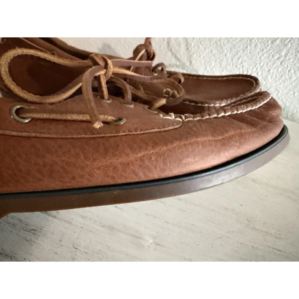POLO RALPH LAUREN Men's Bienne Oil‎ Tumbled Leather Boat Shoes Tan US 11
